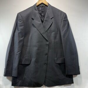 Paul Dione Men's Blazer 48R Sport Coat Jacket Black Pinstripe